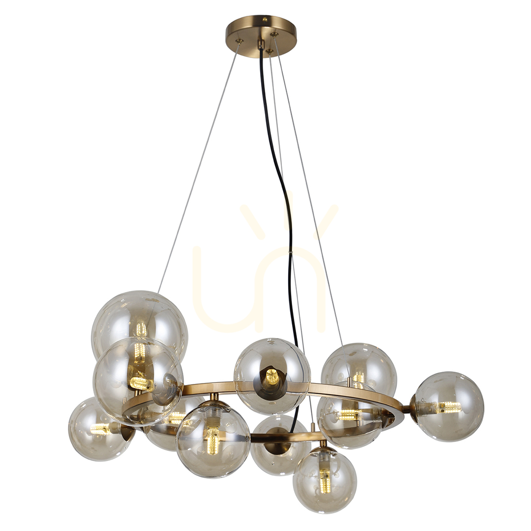 Pendant Light Italux Canello 11-Light Brass Amber Glass 70 cm PND-406007-11-HBR
