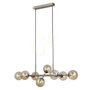 Italux Erimida 8-Light G9 Pendant Lamp Antique Brass Amber Glass 84 cm PND-2244-8A-AB small 1