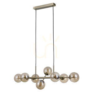 Italux Erimida 8-Light G9 Pendant Lamp Antique Brass Amber Glass 84 cm PND-2244-8A-AB small 0