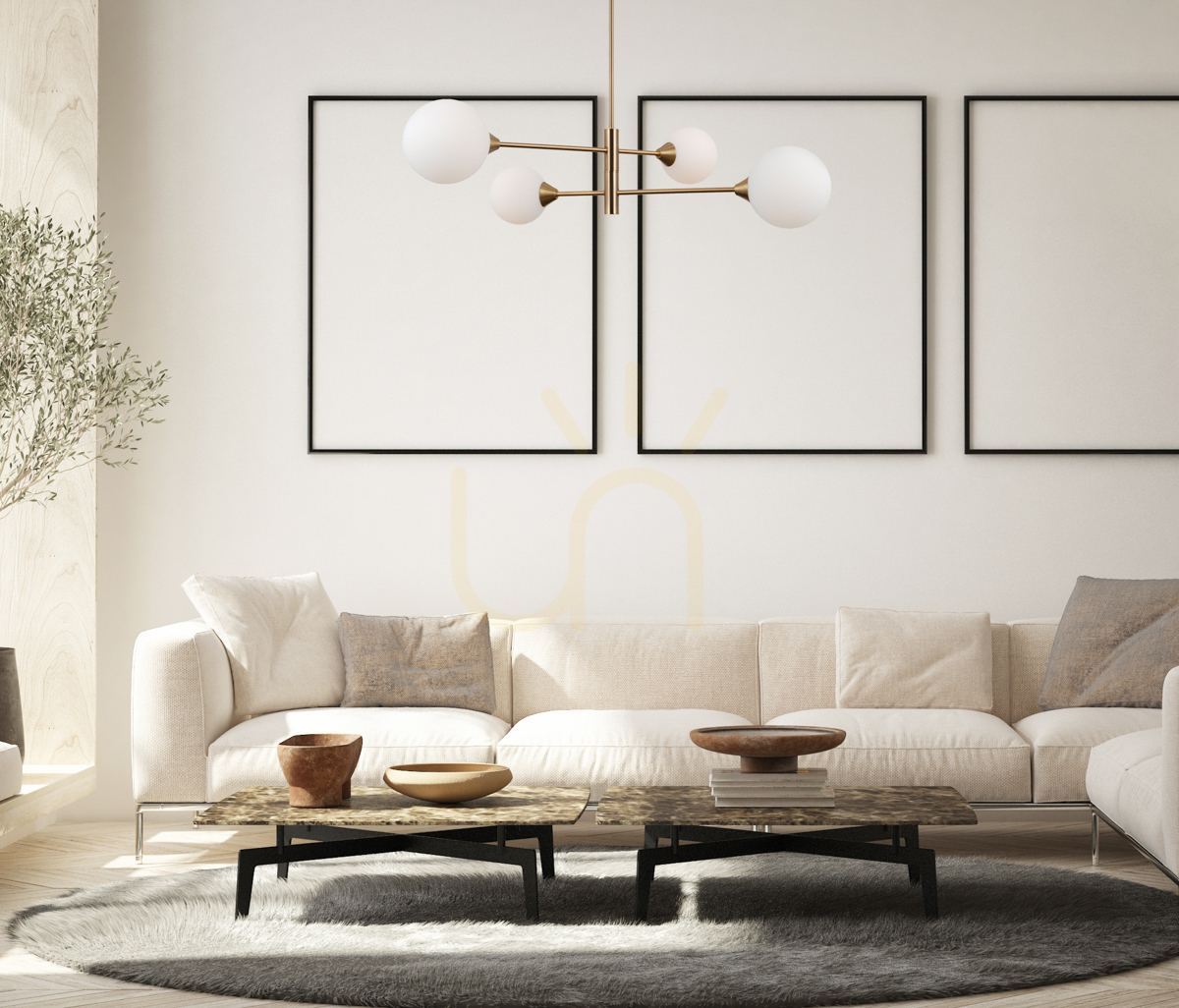 Pendant Light Italux Evora Brass White 4-Light G9 PND-55342-4-HB