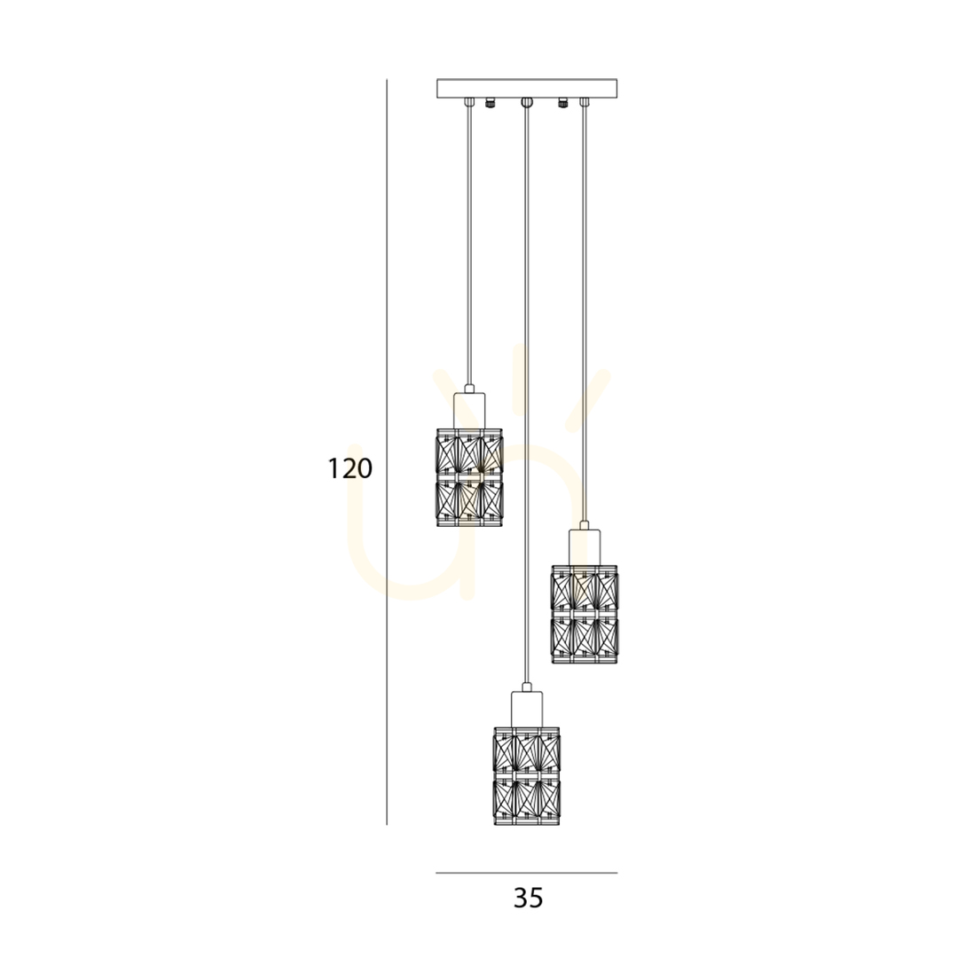 View Italux Menfi 3-Light Pendant Lamp Black Amber Glass E27 PND-44236-3-BK-GD Italux Menfi 3-Light Pendant Lamp Black Amber Glass E27 PND-44236-3-BK-GD