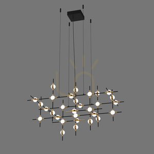 Pendant Light Italux Provenza LED Black/Gold 30-Point 72W 100 cm MD18001067-30A BG small 2