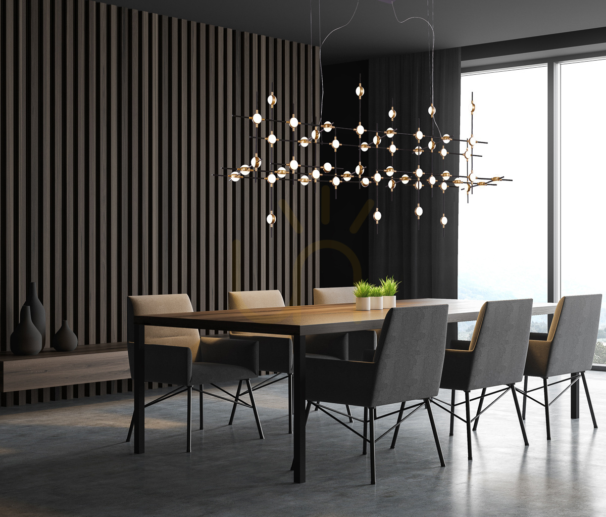 Italux Provenza Black LED Pendant Light 55-Point MD18001067-55A BG