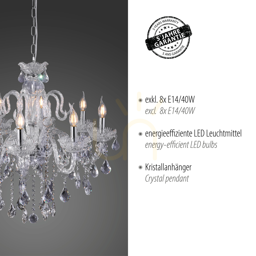 Show GRACIA Pendant Lamp 3081-00 Transparent 8xE14 GRACIA Pendant Lamp 3081-00 Transparent 8xE14