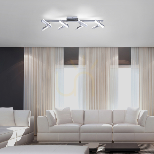 Check LED ceiling light RICO 11278-55 steel with 8 adjustable heads 16.4 W 3000 K