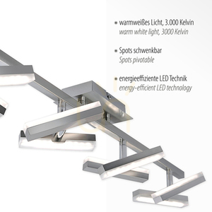 LED ceiling light RICO 11278-55 steel with 8 adjustable heads 16.4 W 3000 K small 3