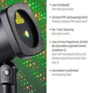 Zuma Line LASER 19940-18 Garden Laser Projector, Black, 6 W, IP44 small 2