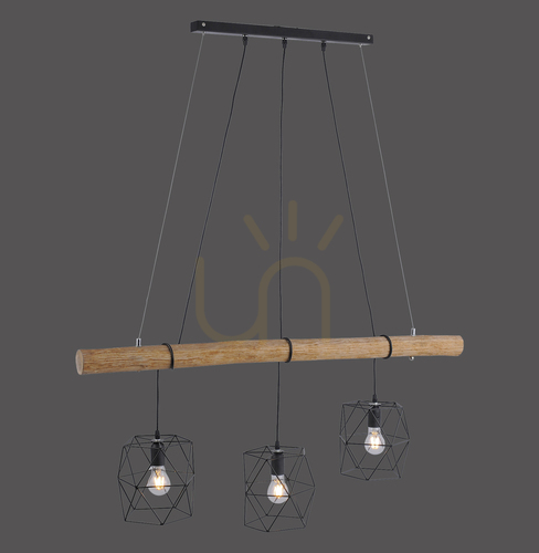 Check EDGAR Pendant Lamp 15503-18 Black 3xE27