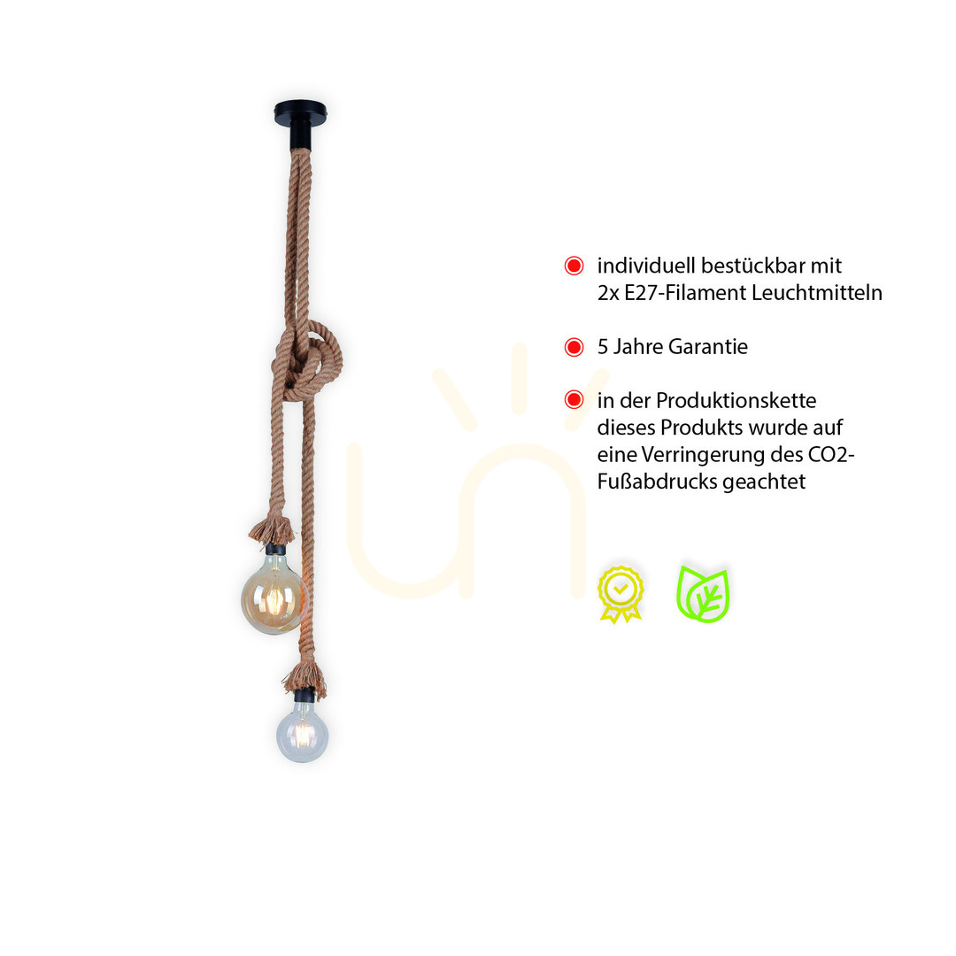 Display ROPE Pendant Lamp 15482-18 Brown 2xE27 ROPE Pendant Lamp 15482-18 Brown 2xE27
