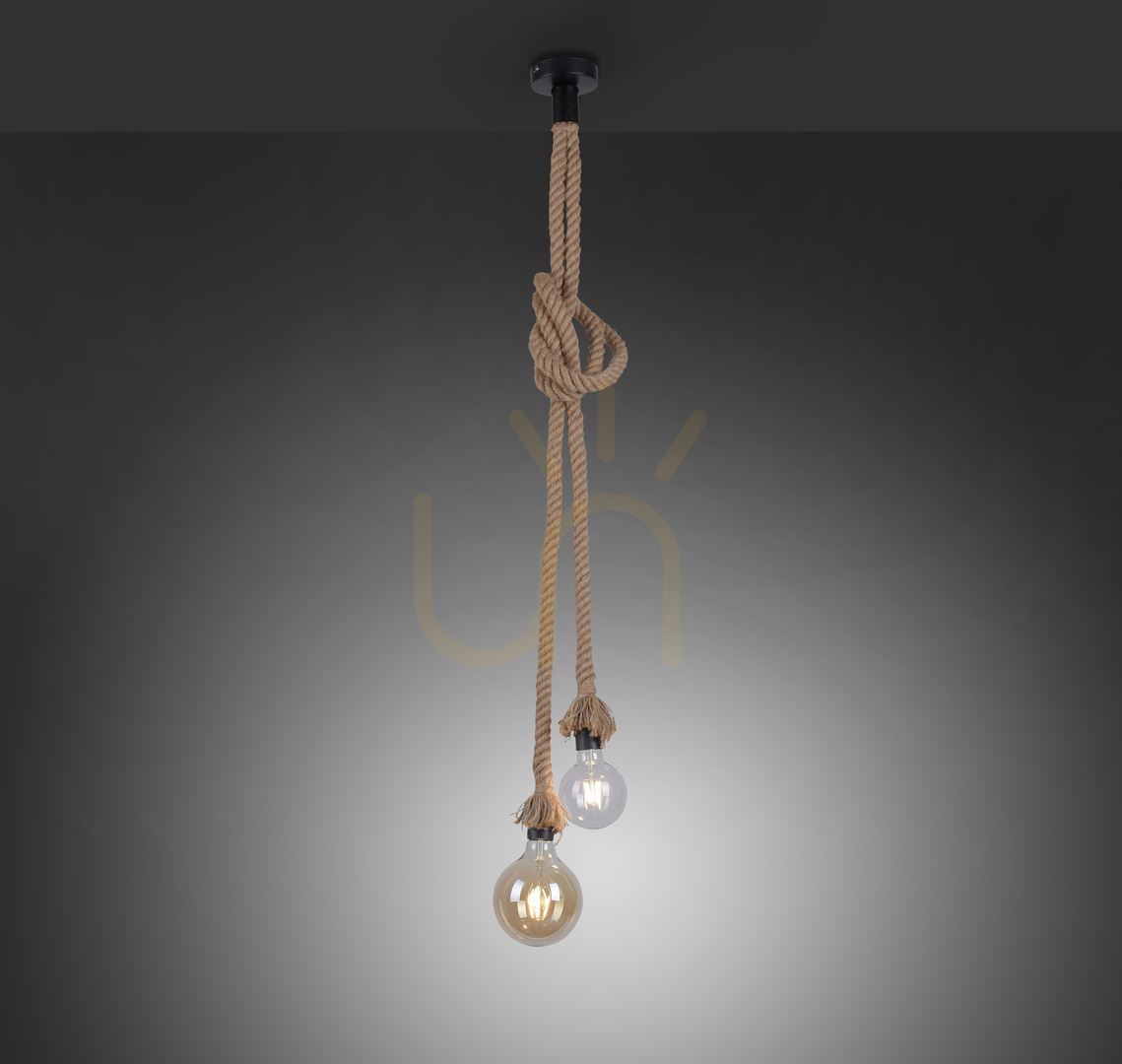 Show ROPE Pendant Lamp 15482-18 Brown 2xE27 ROPE Pendant Lamp 15482-18 Brown 2xE27