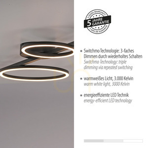 Zuma Line MINI RITUS 14211-18 black LED ceiling light, 4 light points small 4