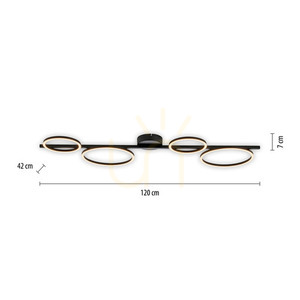 Zuma Line MINI RITUS 14211-18 black LED ceiling light, 4 light points small 8