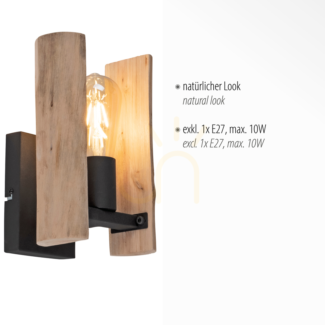 Display Wall lamp LOG 15701-79 Black 1xE27 Wall lamp LOG 15701-79 Black 1xE27