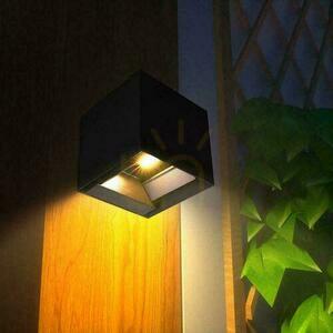 V-TAC solar/USB wall luminaire 9W LED COB black cube 15x15cm IP65 motion sensor VT-409CCT 800lm small 10