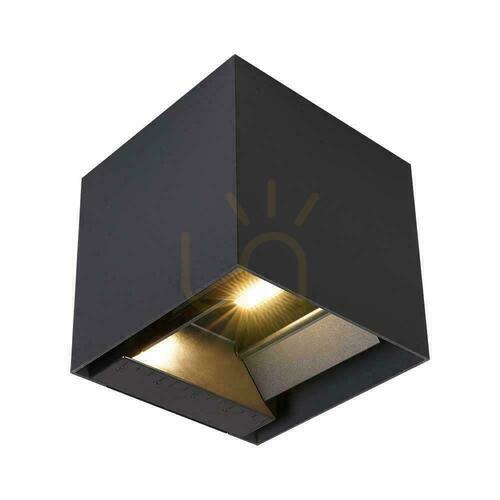 Check V-TAC solar/USB wall luminaire 9W LED COB black cube 15x15cm IP65 motion sensor VT-409CCT 800lm