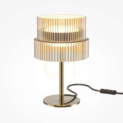 Check Maytoni SCALA MOD496TL-L12BZK table lamp, bronze, ribbed cognac glass, Ø 14.8 × 24 cm, LED 12 W 1300 lm 3000K