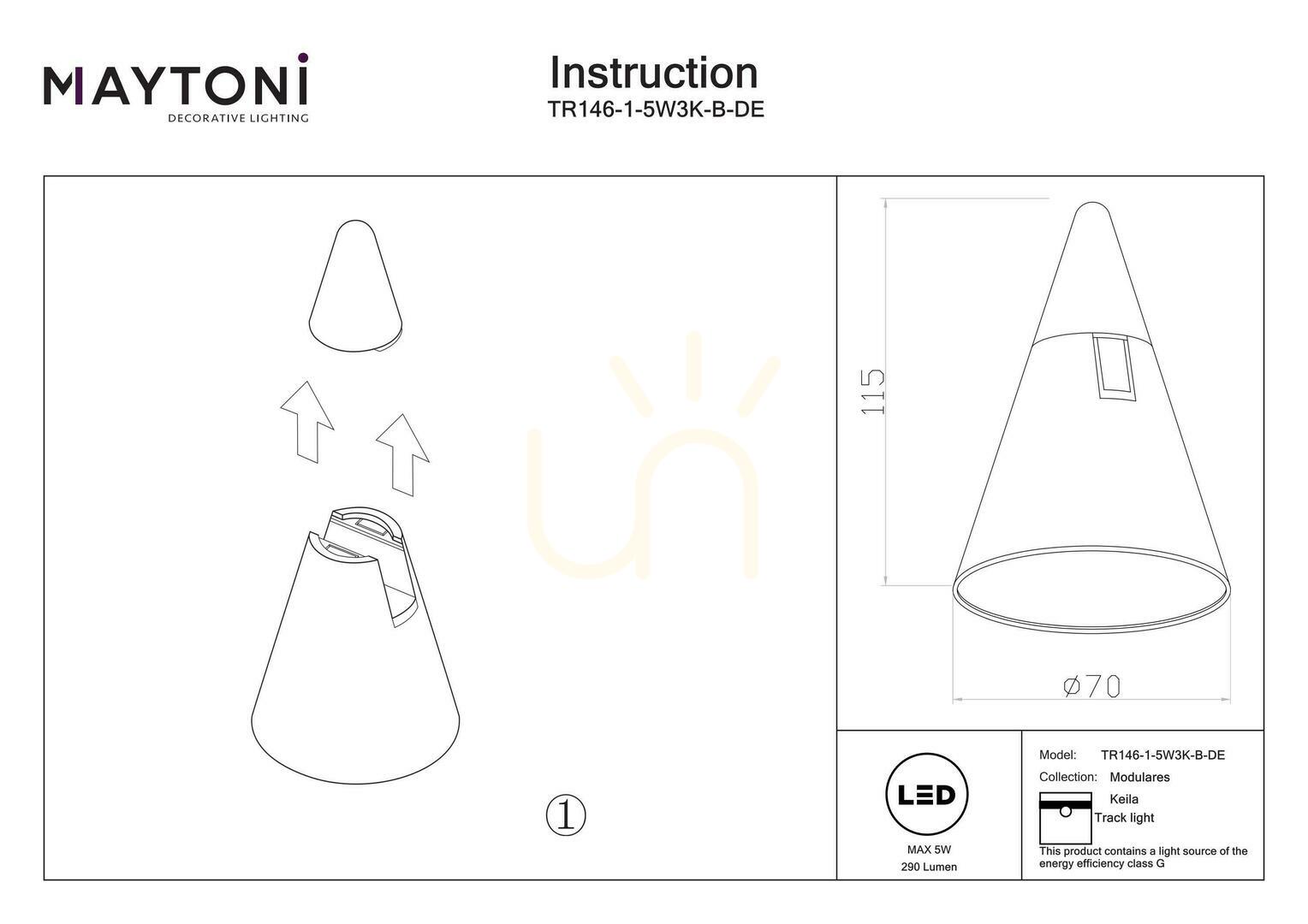Display KEILA TR146-1-5W3K-B-DE bus light Maytoni KEILA TR146-1-5W3K-B-DE bus light Maytoni