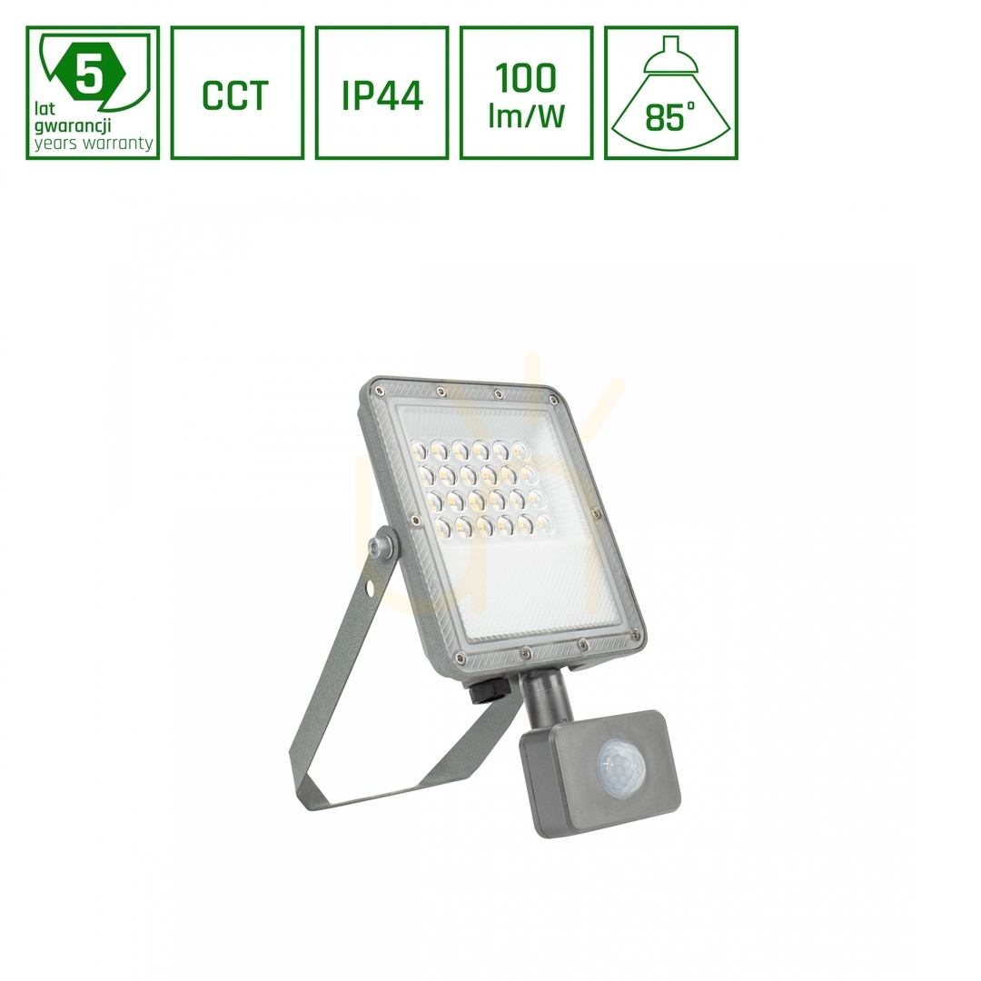 LED floodlight Noctis Max CCT 20W 230V IP44 217x131x53mm Gray Motion Sensor 5 Years Warranty