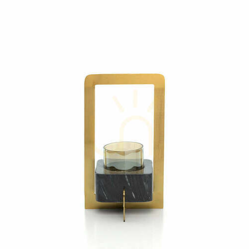 Check Candle Holder Gold Black Large 38 cm Handmade Interior Decoration
