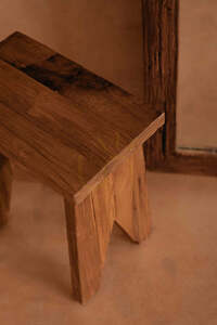 Bazar Bizar Siku Stool in Reclaimed Teak, Natural, 40 x 25 x 45 cm small 11