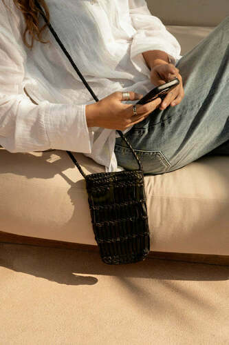 Check Dial Diva Black Phone Bag