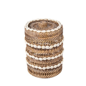 Bazar Bizar The Shell Rattan Storage Bin Natural Brown 21 × 21 × 32 cm small 2
