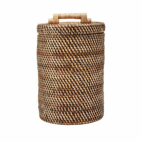 Check Rattan Basket Bin Natural Brown 33 cm