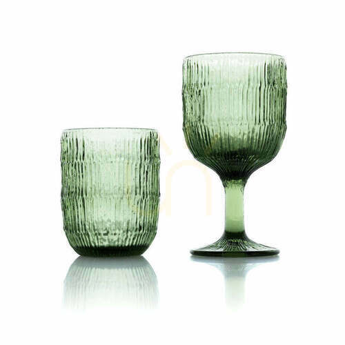 Check Green Ripple Water Glass 10 cm