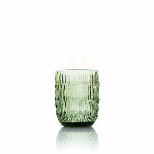 Check Green Ripple Water Glass 10 cm
