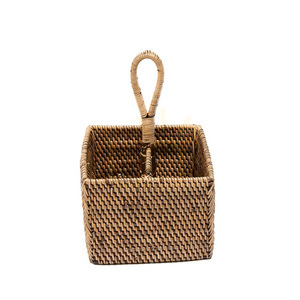 Rattan Cutlery Caddy Natural Brown 29 cm small 7