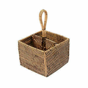 Rattan Cutlery Caddy Natural Brown 29 cm small 0