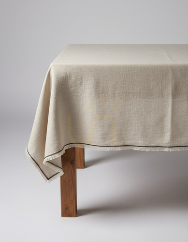 Check Tablecloth Tuscany Natural Black 150x250 cm