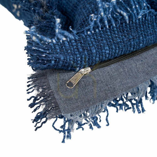 Check The Azure Fringe Fringed Cushion Cover 50x50 cm, Indian Blue
