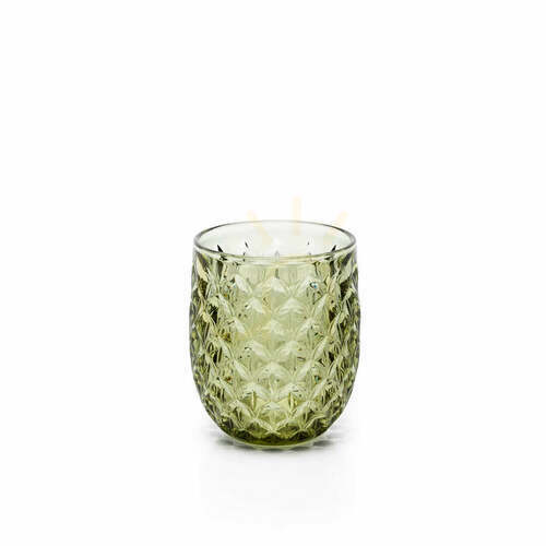 Check Water Glass Olive Green 10 cm
