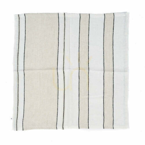 Check Napkin Provence Natural Black White 45x45 cm