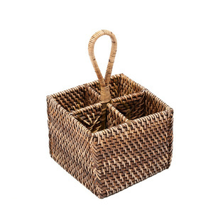 Rattan Cutlery Caddy Natural Brown 28 cm small 10