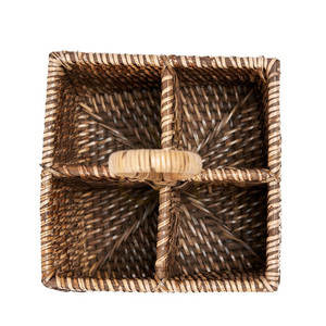 Rattan Cutlery Caddy Natural Brown 28 cm small 14