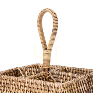 Rattan Cutlery Caddy Natural Brown 28 cm small 4
