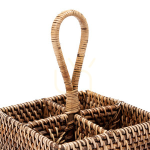 Rattan Cutlery Caddy Natural Brown 28 cm small 6