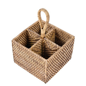 Rattan Cutlery Caddy Natural Brown 28 cm small 7