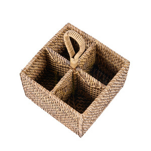Rattan Cutlery Caddy Natural Brown 28 cm small 8