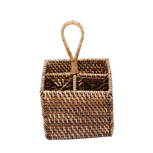 Rattan Cutlery Caddy Natural Brown 28 cm small 9