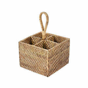 Rattan Cutlery Caddy Natural Brown 28 cm small 0