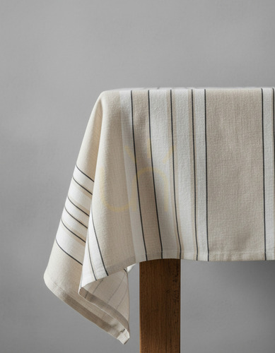 Check Tablecloth Provence Natural Black White 150x300 Table Linen