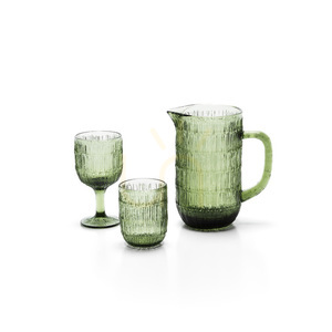 Green Ripple Wine Glass 16 cm small 5