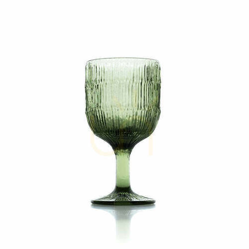 Check Green Ripple Wine Glass 16 cm