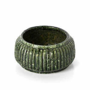 Bazar Bizar The Forest Low Stoneware Planter, Forest Green, 23.5 × 11 cm small 1
