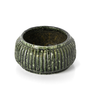 Bazar Bizar The Forest Low Stoneware Planter, Forest Green, 23.5 × 11 cm small 3