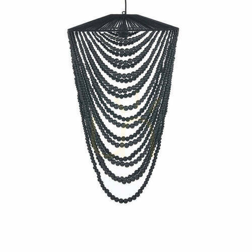 Check Black Wooden Bead Chandelier 80 cm Handmade Large