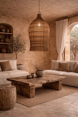 Check Woven Bell Pendant Light Dark Walnut XL Oversized Collection